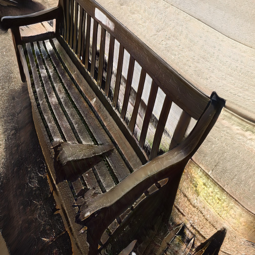 A photograph of a memorial bench which has been generated using artificial intelligence.