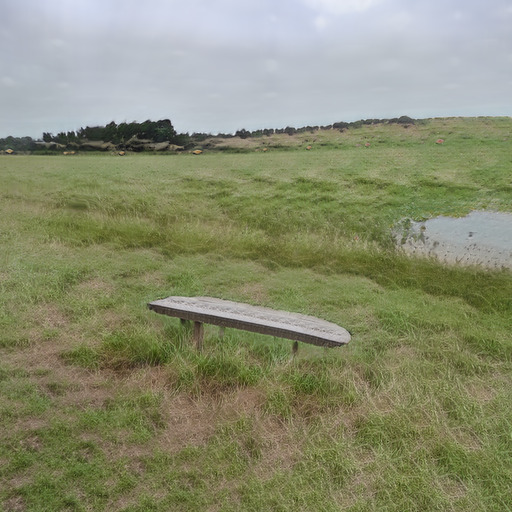 A photograph of a memorial bench which has been generated using artificial intelligence.