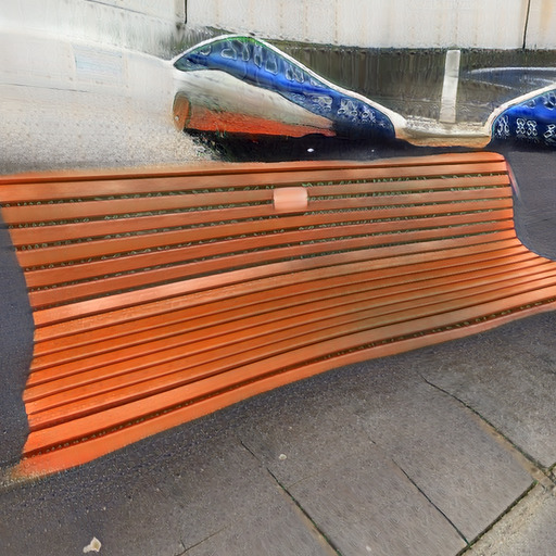 A photograph of a memorial bench which has been generated using artificial intelligence.