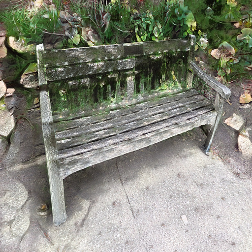 A photograph of a memorial bench which has been generated using artificial intelligence.