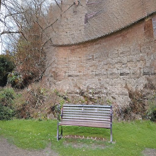 A photograph of a memorial bench which has been generated using artificial intelligence.