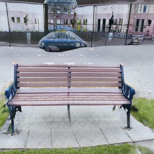 A photograph of a memorial bench which has been generated using artificial intelligence.