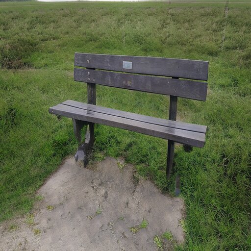 A photograph of a memorial bench which has been generated using artificial intelligence.