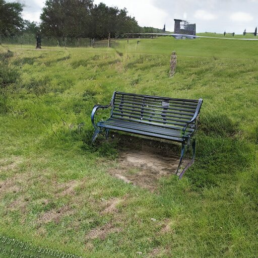 A photograph of a memorial bench which has been generated using artificial intelligence.