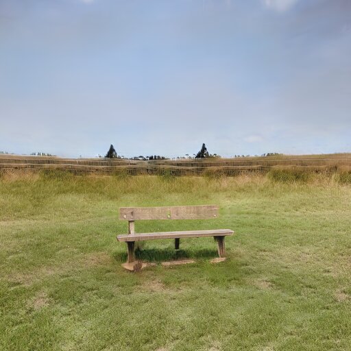 A photograph of a memorial bench which has been generated using artificial intelligence.