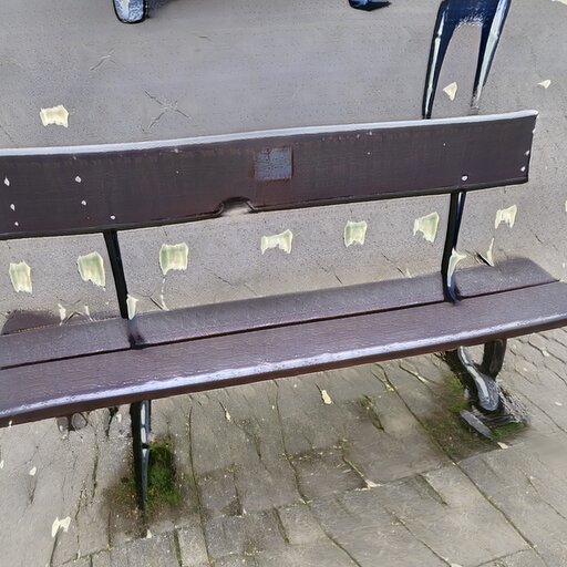 A photograph of a memorial bench which has been generated using artificial intelligence.