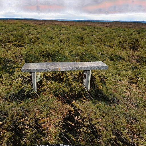 A photograph of a memorial bench which has been generated using artificial intelligence.