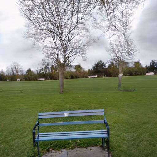 A photograph of a memorial bench which has been generated using artificial intelligence.