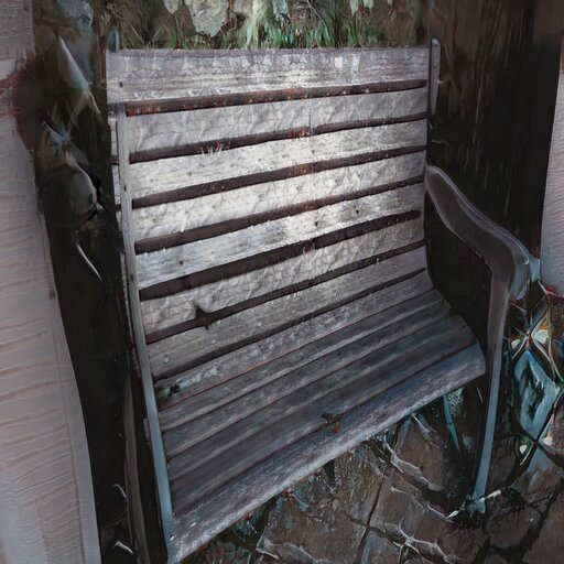A photograph of a memorial bench which has been generated using artificial intelligence.